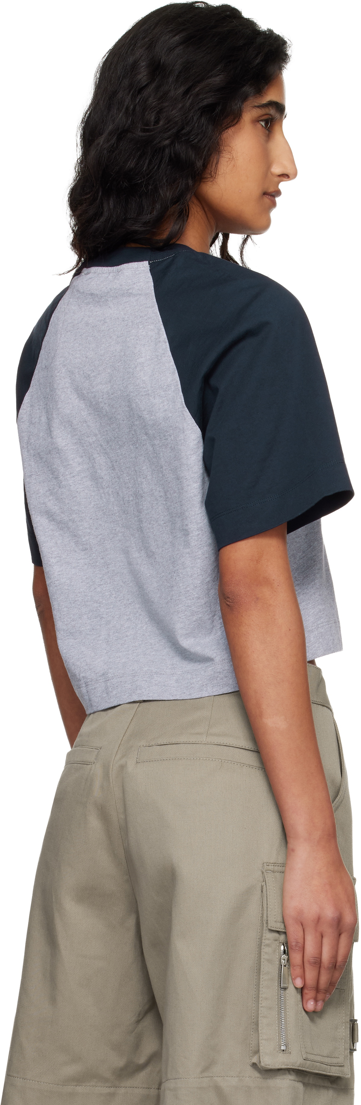 Off-White Gray & Navy 'OW' Embroidered Script T-shirt