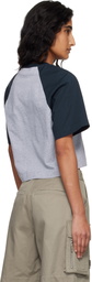 Off-White Gray & Navy 'OW' Embroidered Script T-shirt