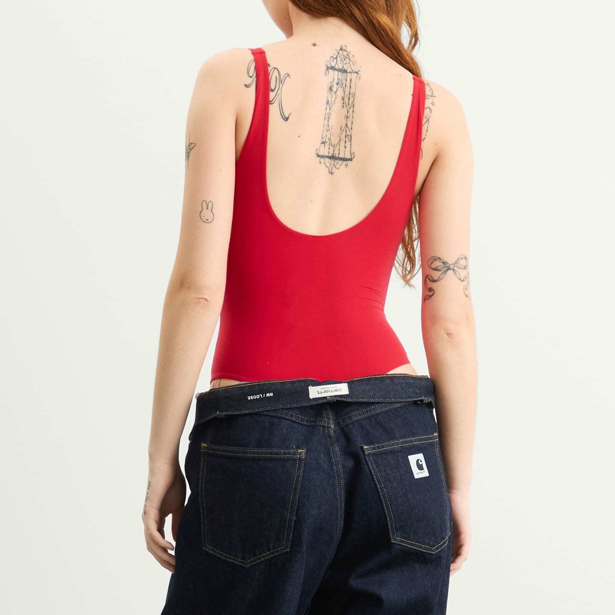 SKIMS Women's Fits Everybody Square Neck Bodysuit in Cherry