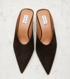 Alaïa Cube 75 suede wedge mules