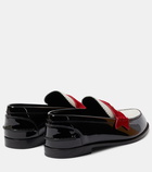 Christian Louboutin Penny suede-trimmed patent leather penny loafers