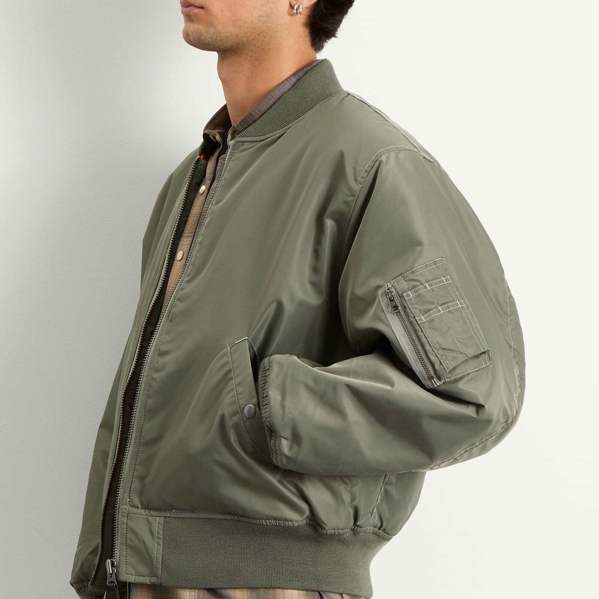 BEAMS Men's MA1 Jacket in Olive Beams Boy
