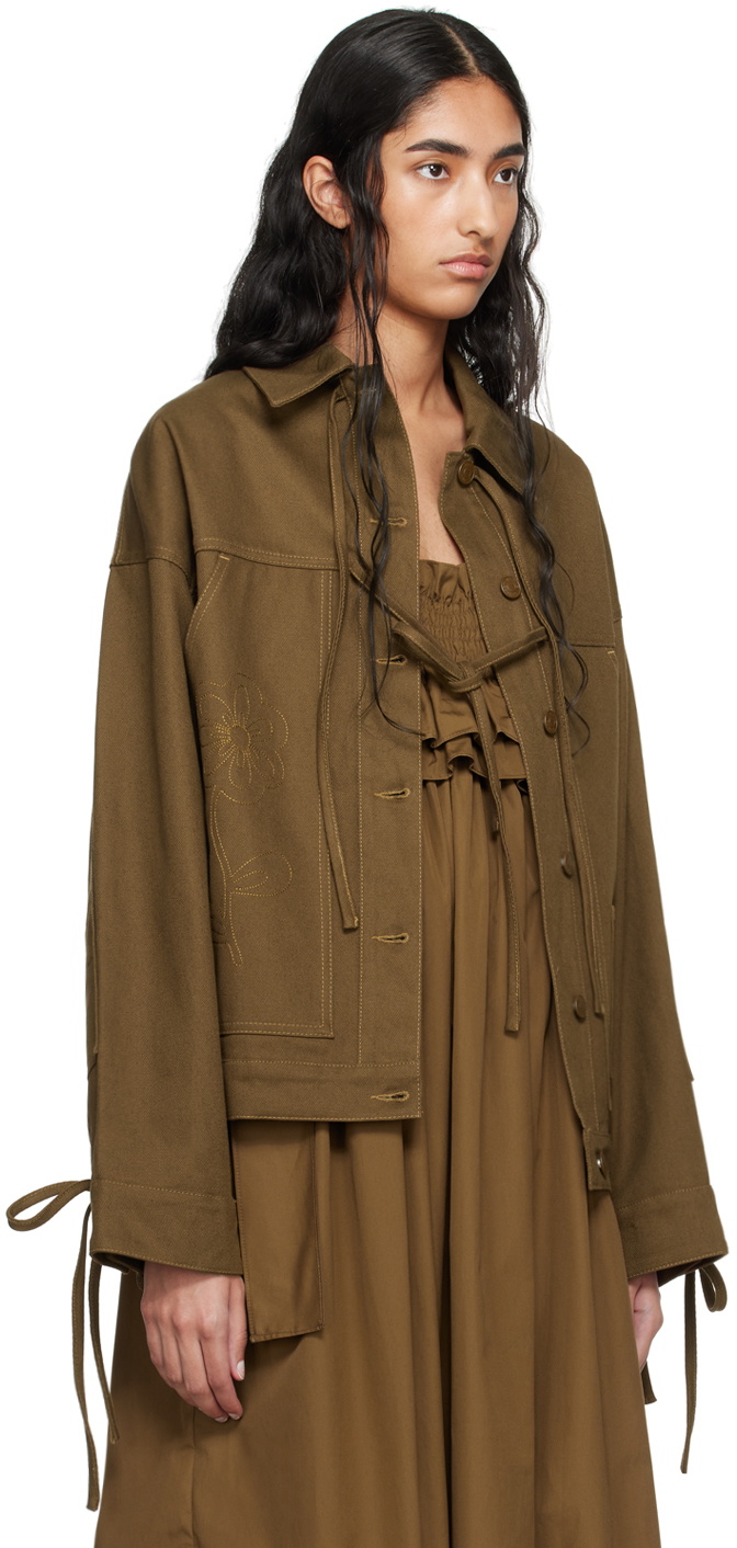 【関税込み】Cecilie Bahnsen ブラウン Olga デニムジャケット Cecilie Bahnsen Brown Olga Denim Jacket Cecilie Bahnsen