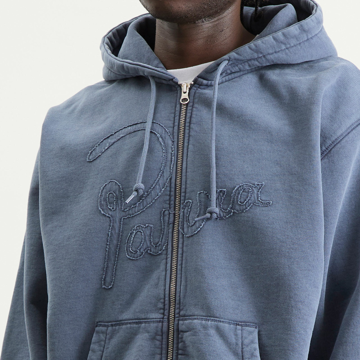 By Parra Men's Not Fade Away Zip Hoodie in Washed Dark Grey