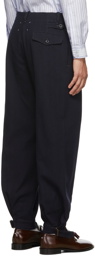 Maison Margiela Navy Wool Tapered Trousers