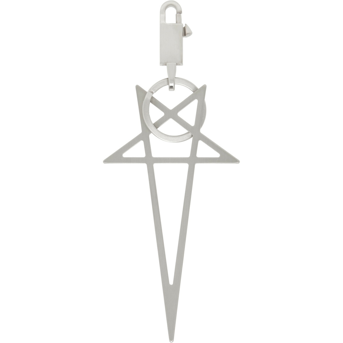 Rick Owens Silver Big Pentagram Keychain