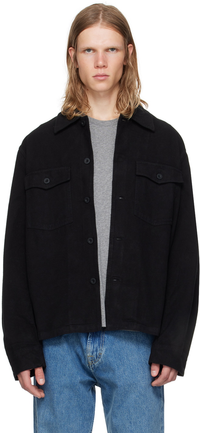 OUR LEGACY EVENING COACH JACKET ブラック Our Legacy - Evening Coach Jacket Black Brushed Cotton