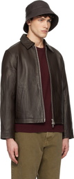 Sunflower Brown Short Leather Jacket