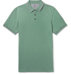 Brunello Cucinelli - Slim-Fit Contrast-Tipped Cotton-Piqué Polo Shirt - Men - Green