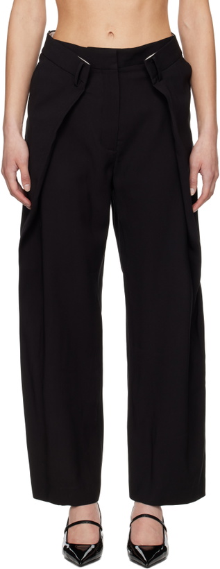 Photo: Rokh Black Pleated Wide Trousers