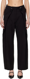 Rokh Black Pleated Wide Trousers
