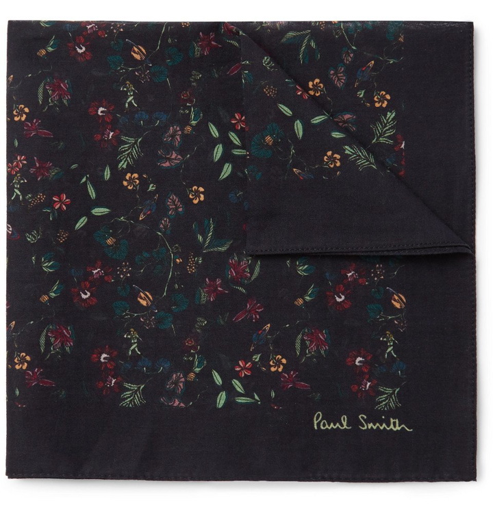 Photo: Paul Smith - Floral-Print Cotton-Voile Pocket Square - Men - Navy