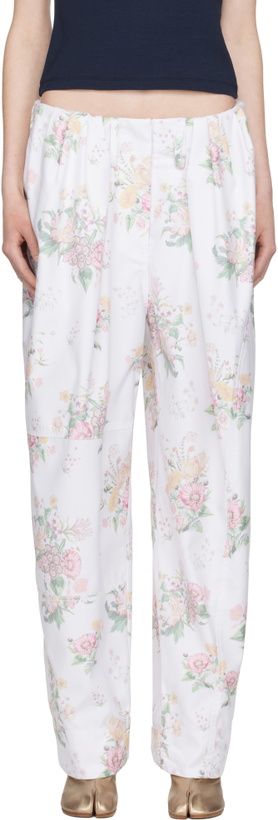 Photo: OPEN YY White Full Gather Floral Trousers
