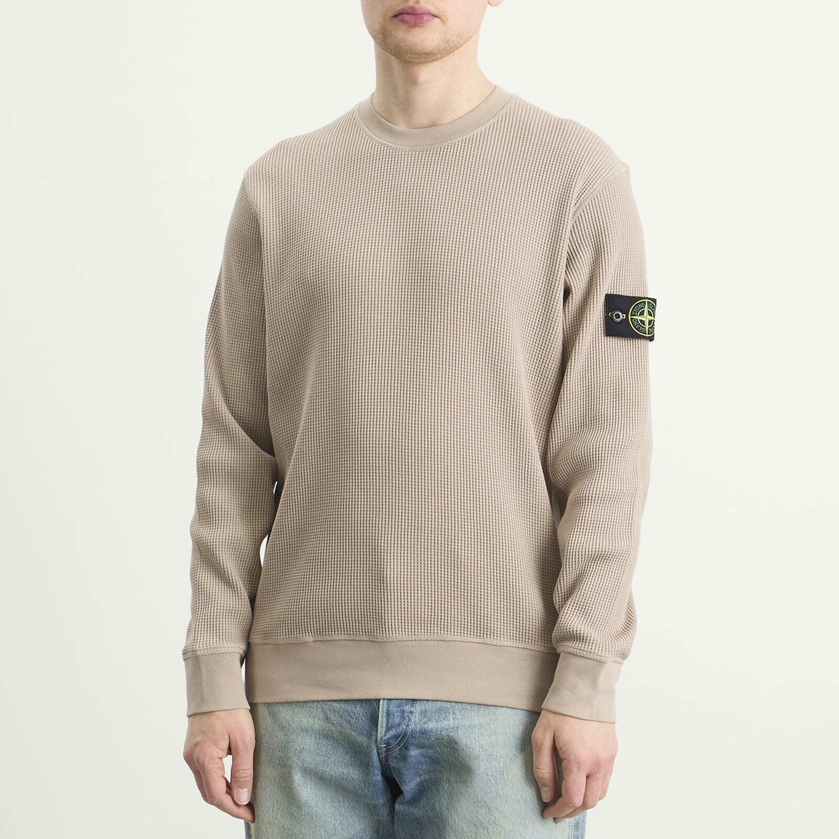 Stone Island Men's Waffle Crew Neck Sweatshirt in Desert Stone Island