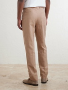 Brunello Cucinelli - Straight-Leg Pleated Cotton and Linen-Blend Trousers - Brown