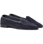 George Cleverley - Hampton Leather-Trimmed Suede Loafers - Blue