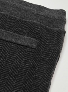 Theory - Alcos Tapered Herringbone Wool-Blend Sweatpants - Black