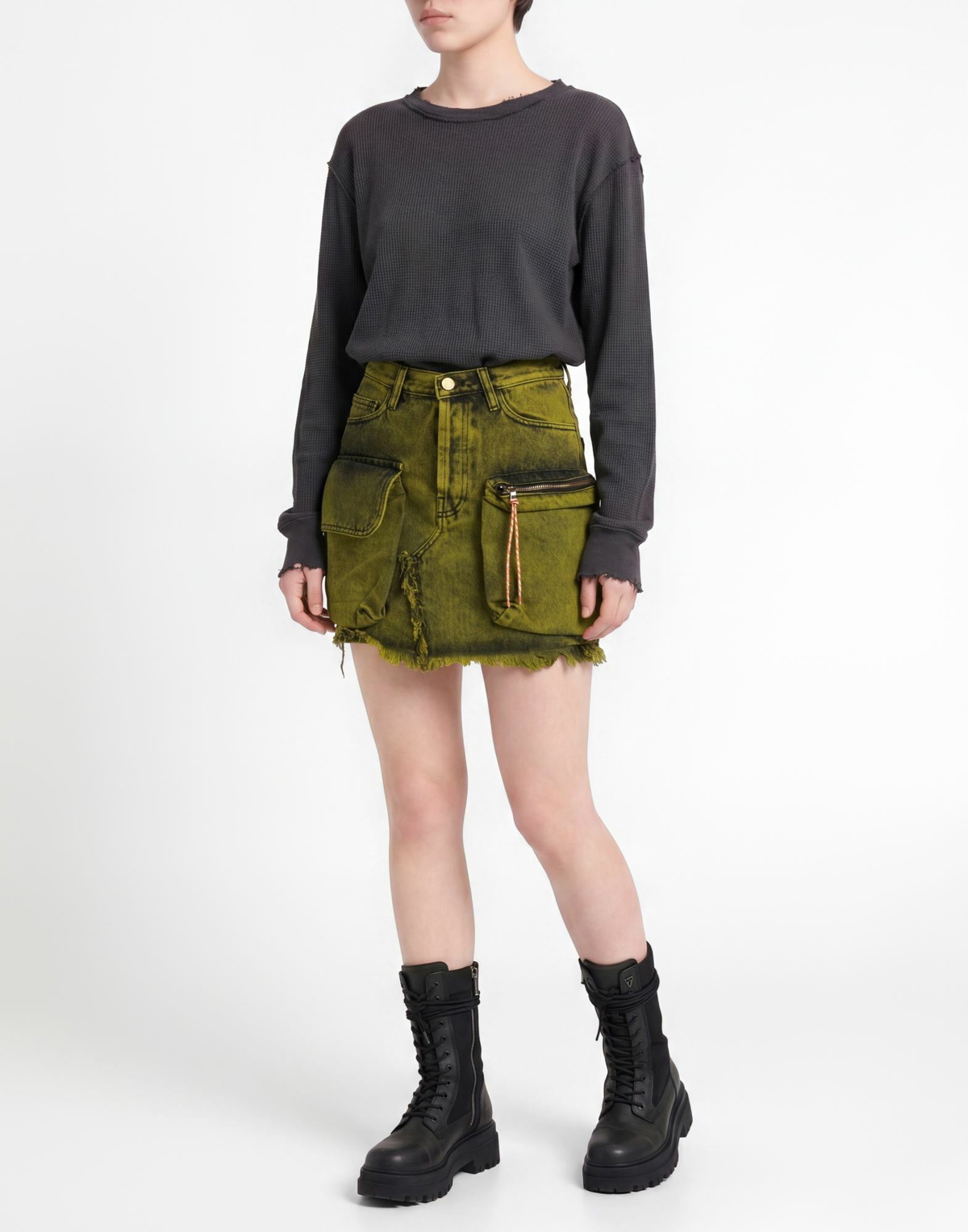 Aries Womens Denim skirt Lime in Green