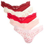 SKIMS Women's Fits Everybody Lace Dipped Thong 5 Pack in Candy Heart Multi