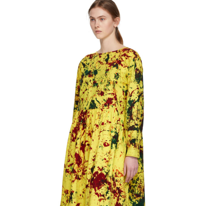 S.R. STUDIO. LA. CA. Yellow Cotton Long Sleeve Summer Dress