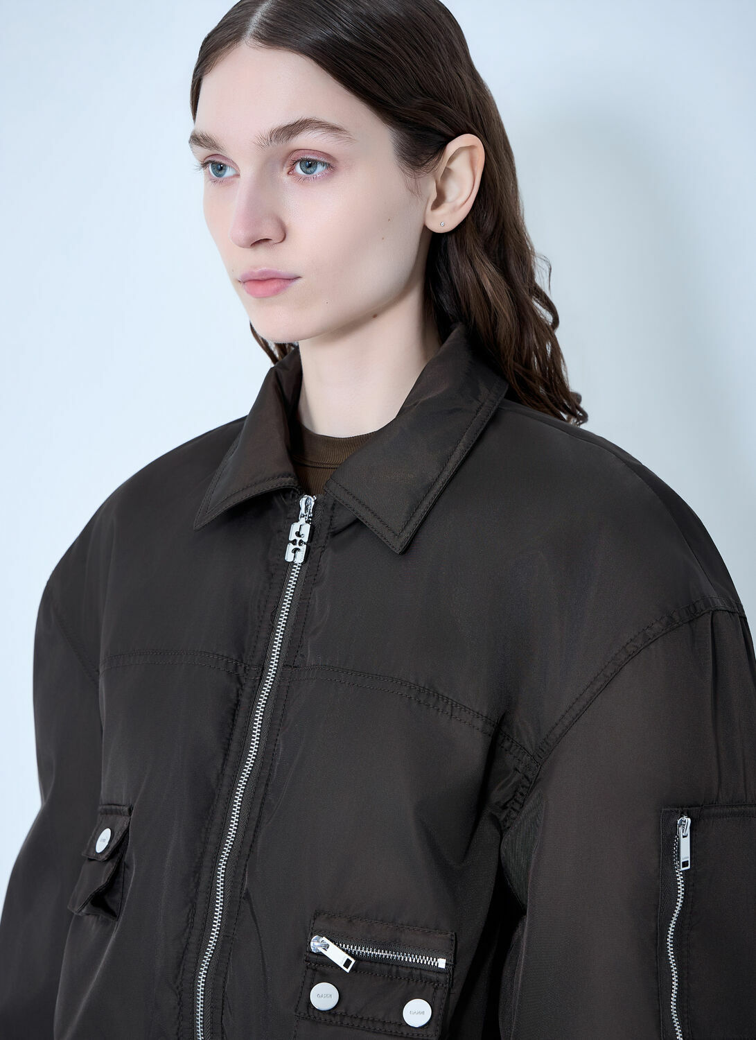 GANNI Duchesse Nylon Bomber Jacket