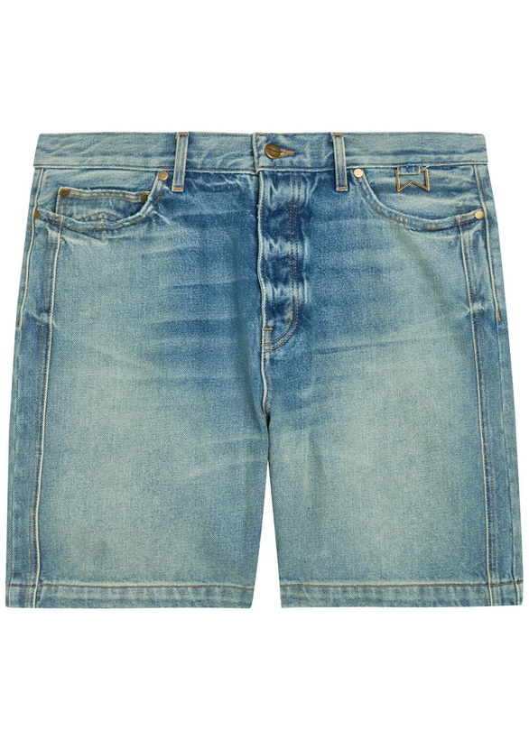 Photo: Rhude Boxy Traxedo Denim Shorts Blue