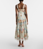 Camilla Printed lace-trimmed cotton midi dress