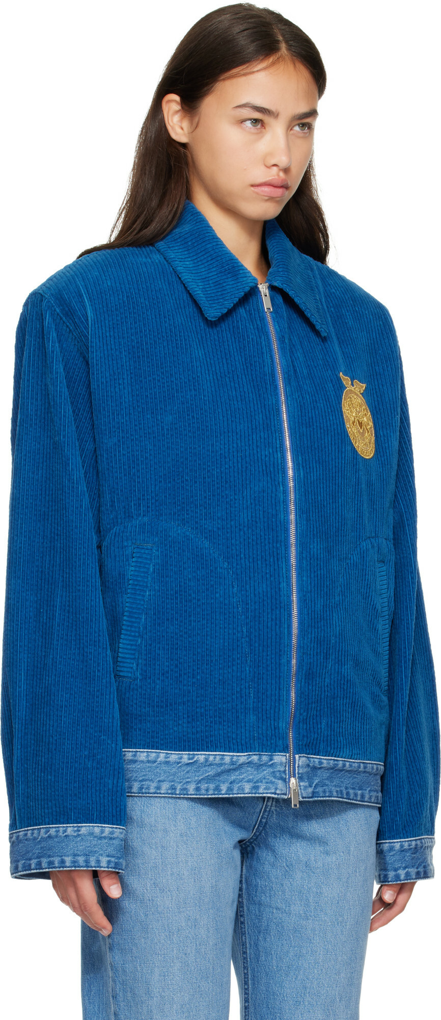 Stella McCartney Blue Corduroy Panel Denim Jacket