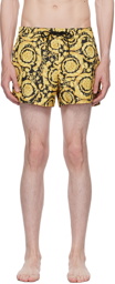 Versace Underwear Black & Gold Barocco Swim Shorts