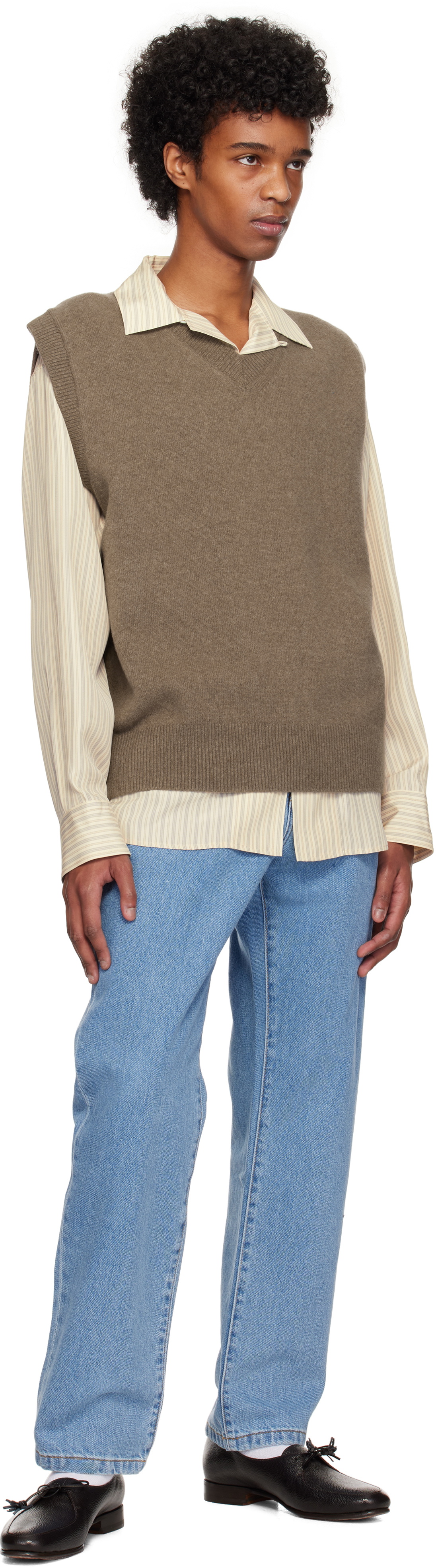 Róhe Taupe Relaxed Knitted Boiled Wool Vest
