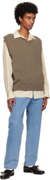 Róhe Taupe Relaxed Knitted Boiled Wool Vest