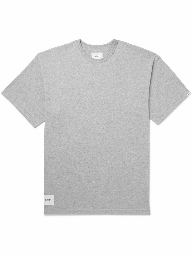 Photo: WTAPS - Academy Logo-Appliquéd Printed Cotton-Blend Jersey T-Shirt - Gray