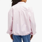 Fiorucci Women's Balloon Sleeve Striped Shirt in Pink Stripes