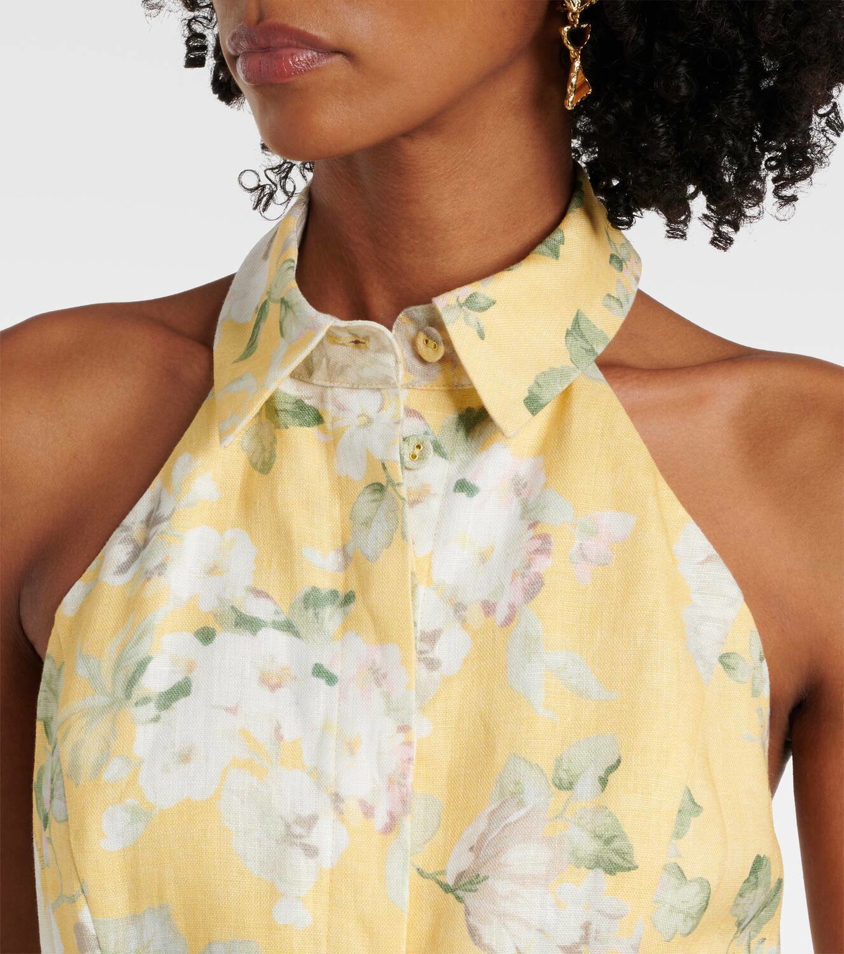 Zimmermann Acacia floral halterneck linen romper Zimmermann