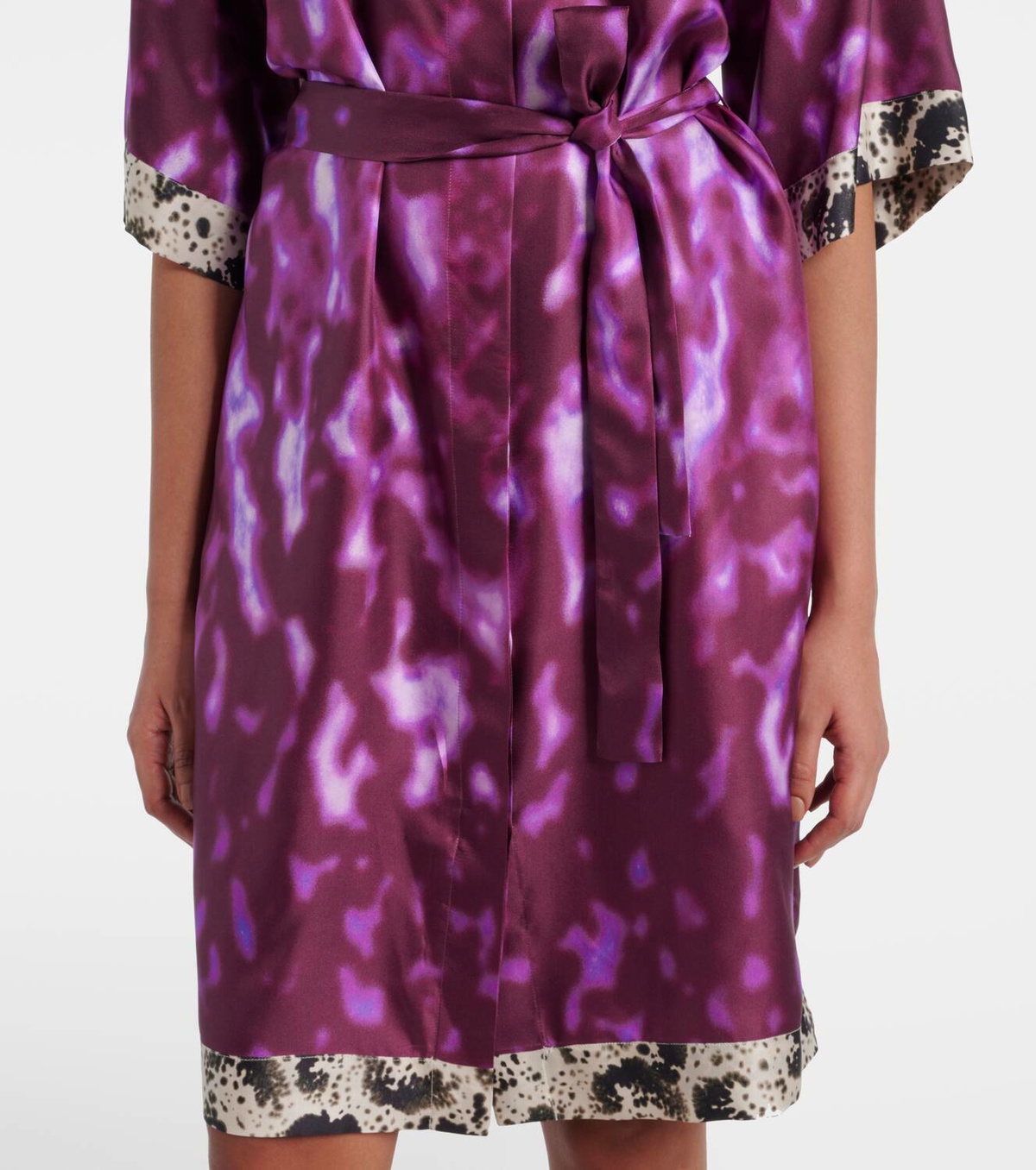 Dries Van Noten Belted printed silk shirt dress