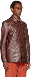 Paul Smith Brown Grained Leather Jacket