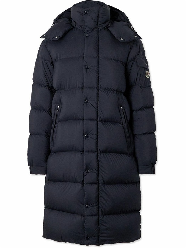 Photo: Moncler - Hanoverian Logo-Appliquéd Quilted Padded Shell Down Parka - Blue