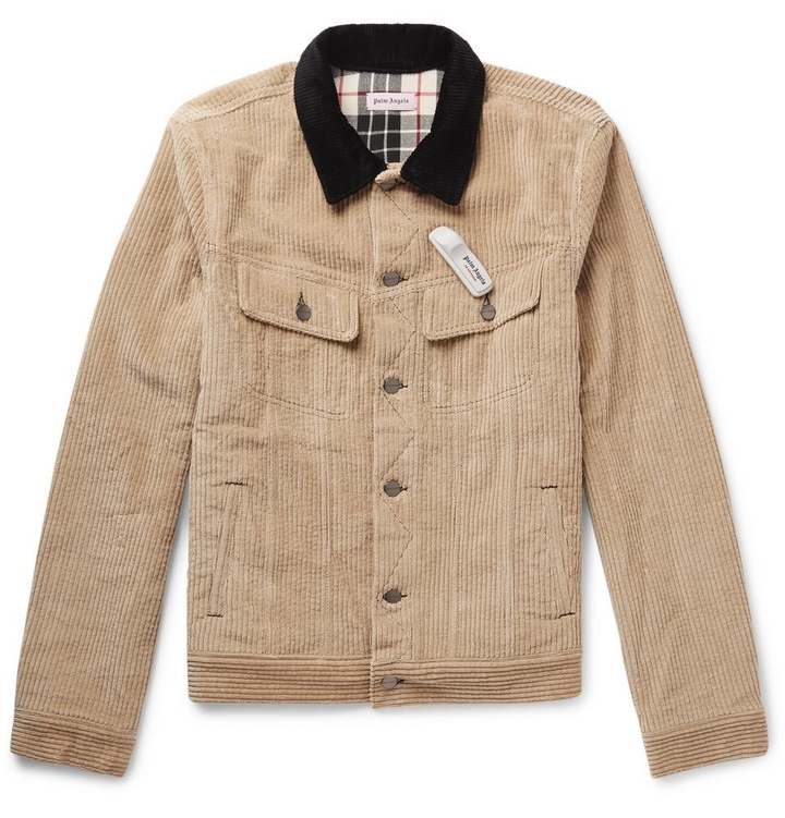 Photo: Palm Angels - Embellished Cotton-Corduroy Trucker Jacket - Men - Beige