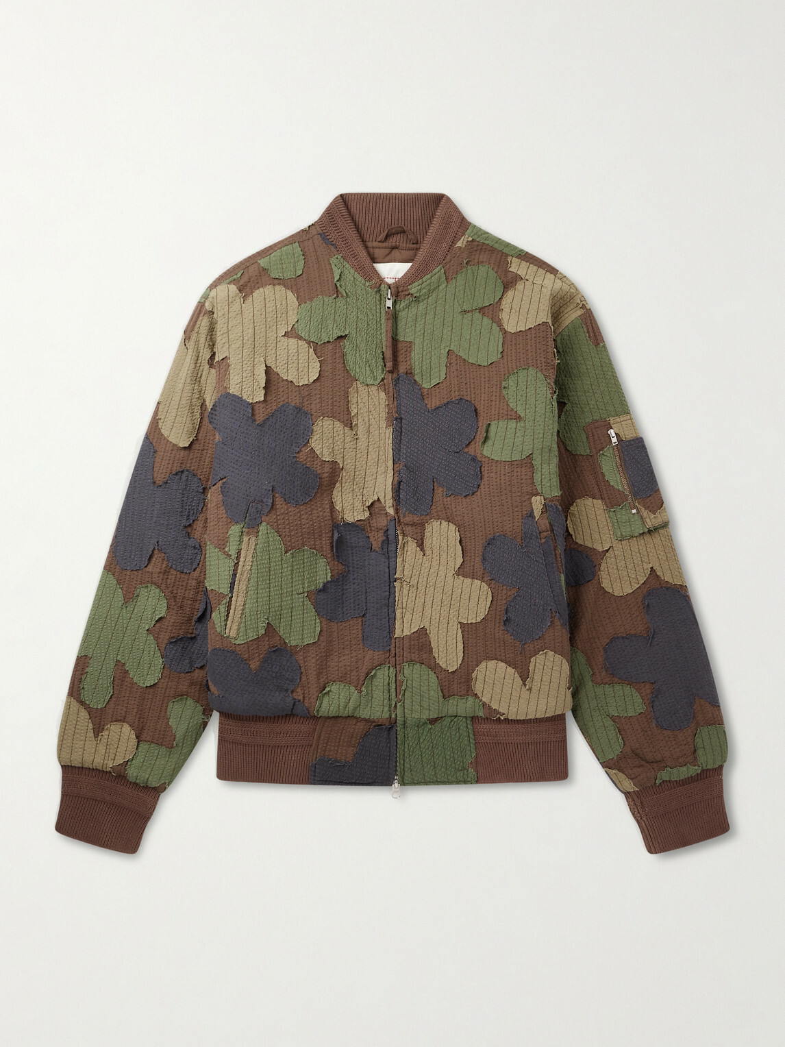 Kardo - Max Embroidered Appliquéd Cotton-Seersucker Bomber Jacket - Green