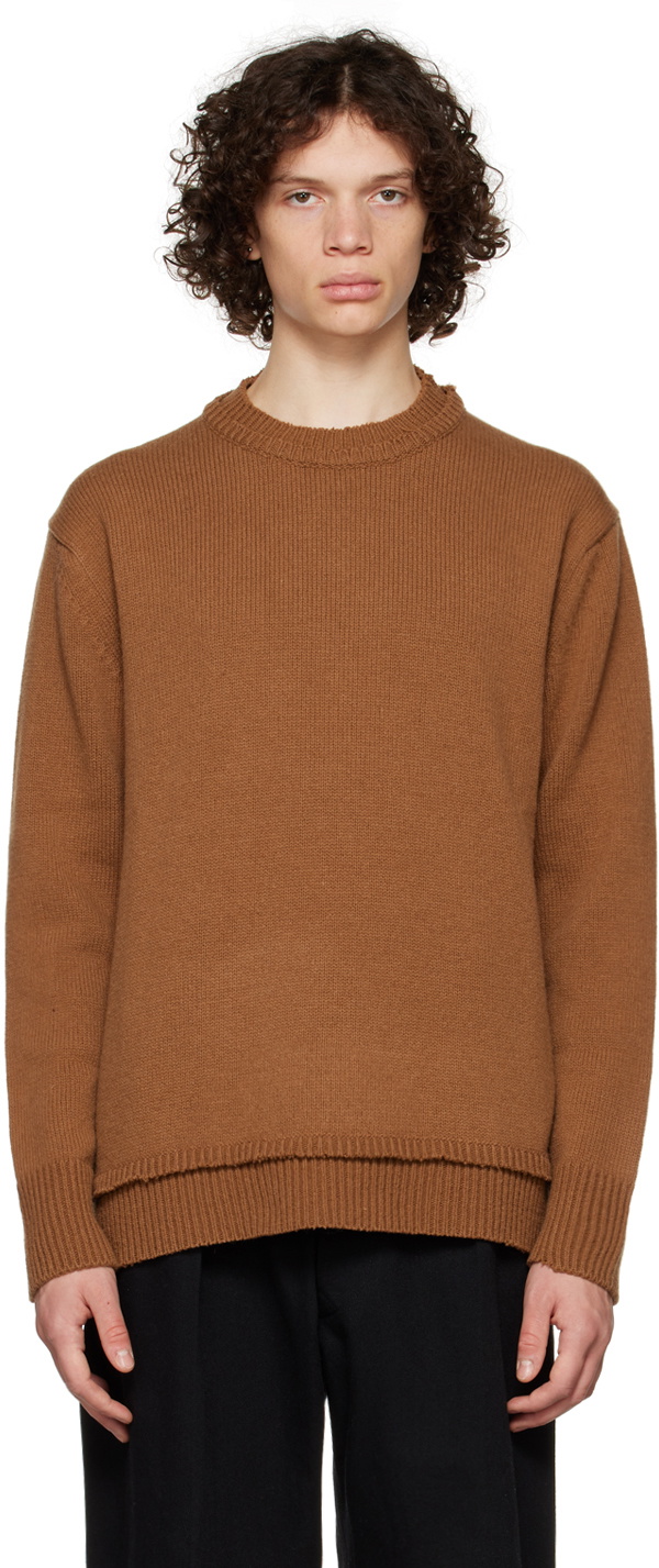 Crewneck Pullover Sweater with Elbow Patches