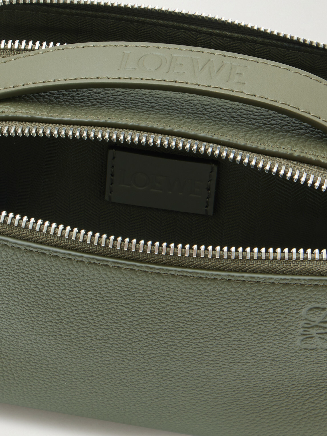 LOEWE - Logo-Debossed Full-Grain Leather Messenger Bag
