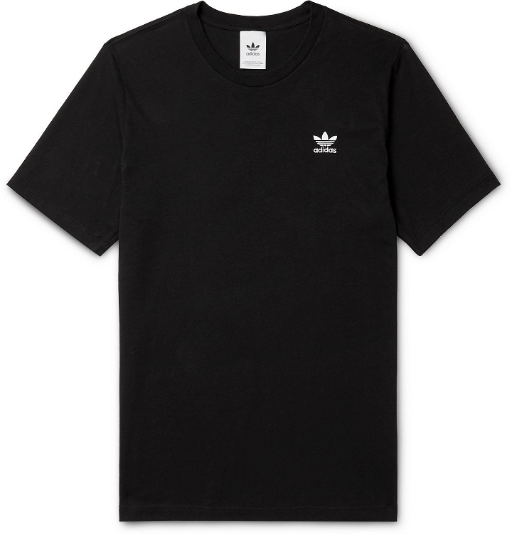 Photo: adidas Originals - Essential Logo-Embroidered Cotton-Jersey T-Shirt - Black