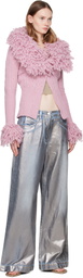 The Attico Pink Rib Wool Mix Cardigan