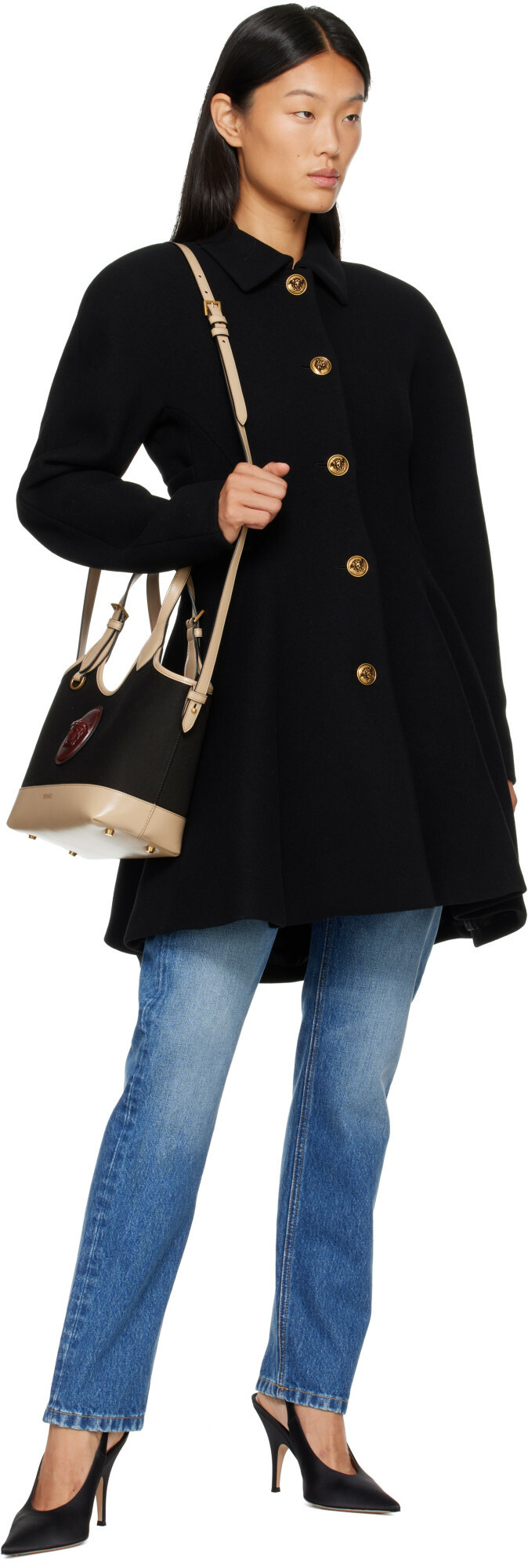 Versace Black & Beige Rivière Small Canvas Tote