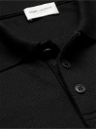 SAINT LAURENT - Slim-Fit Logo-Embroidered Wool-Piqué Polo Shirt - Black