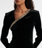 Roland Mouret Asymmetric embellished velvet top
