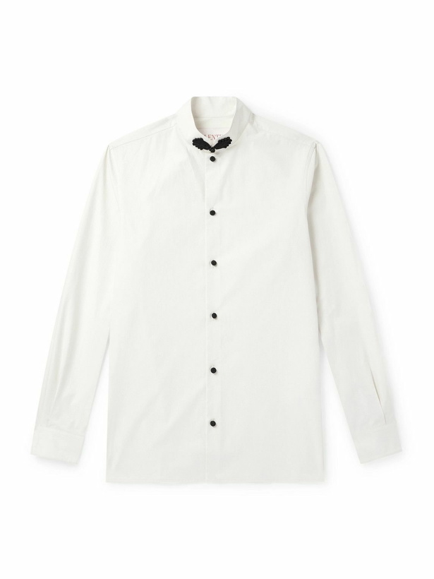 Photo: Valentino Garavani - Nehru-Collar Cotton-Poplin Shirt - Neutrals