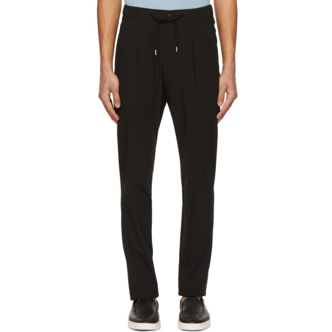 Photo: Giorgio Armani Black Virgin Wool Drawstring Trousers