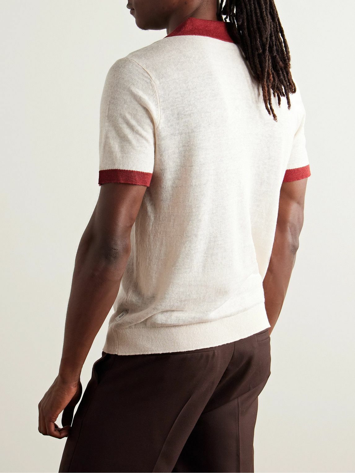 Onia - Johnny Two-Tone Linen Polo Shirt - Neutrals