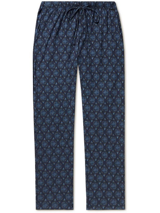 Photo: Hanro - Night and Day Printed Cotton-Jersey Pyjama Trousers - Blue